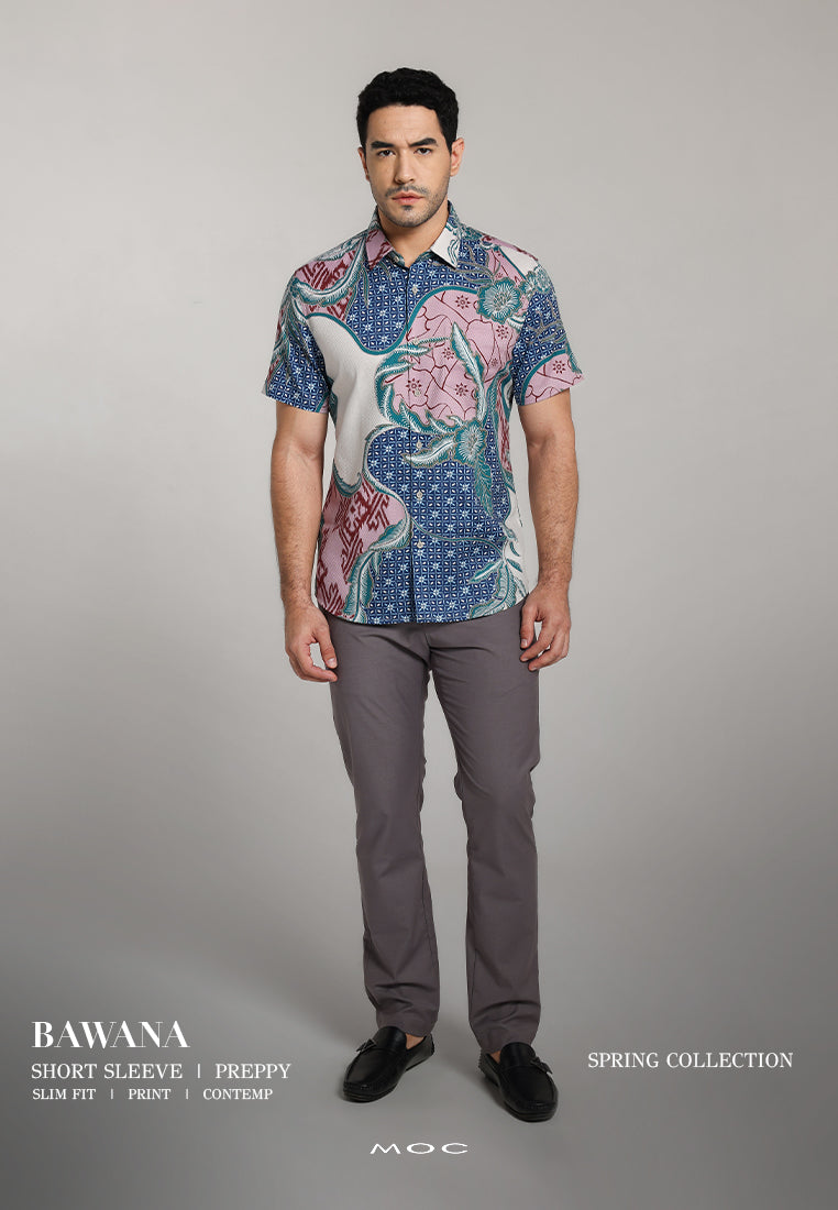 MOC - Kemeja Batik Pria Lengan Pendek Bawana - Beige