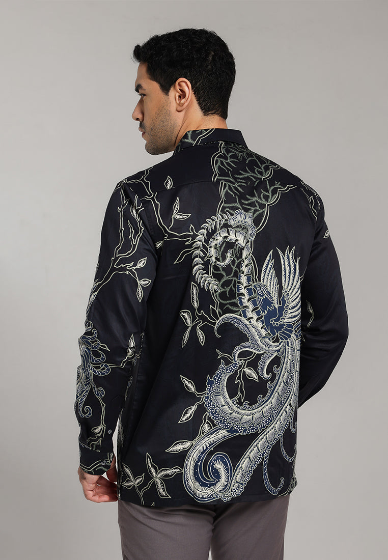 MOC - Kemeja Batik Pria Lengan Panjang Anggada - Black