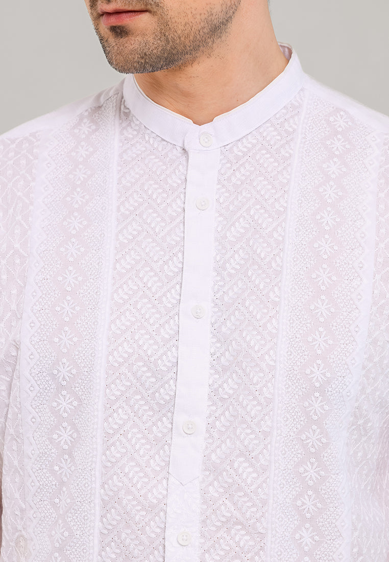 MOC - Kemeja Koko Lengan Panjang Pria Mubiin - White