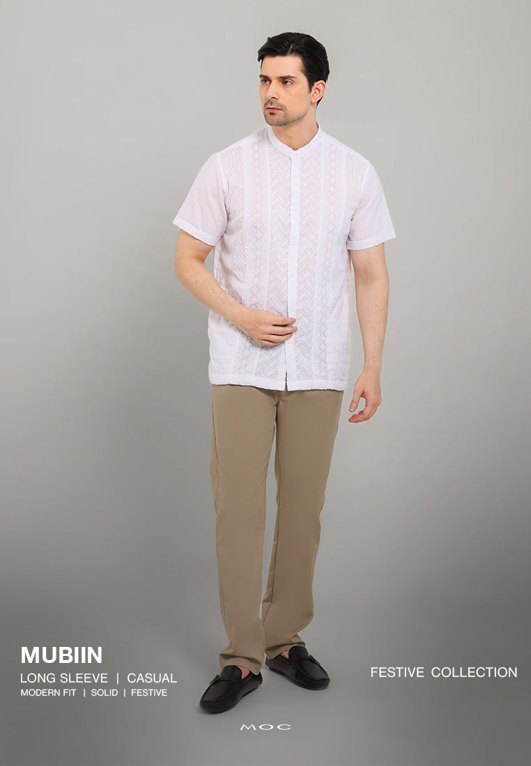 MOC - Kemeja Koko Lengan Panjang Pria Mubiin - White