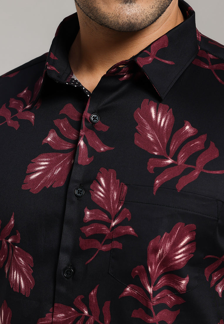 MOC - Kemeja Motif Lengan Pendek Pria Seatle - Black