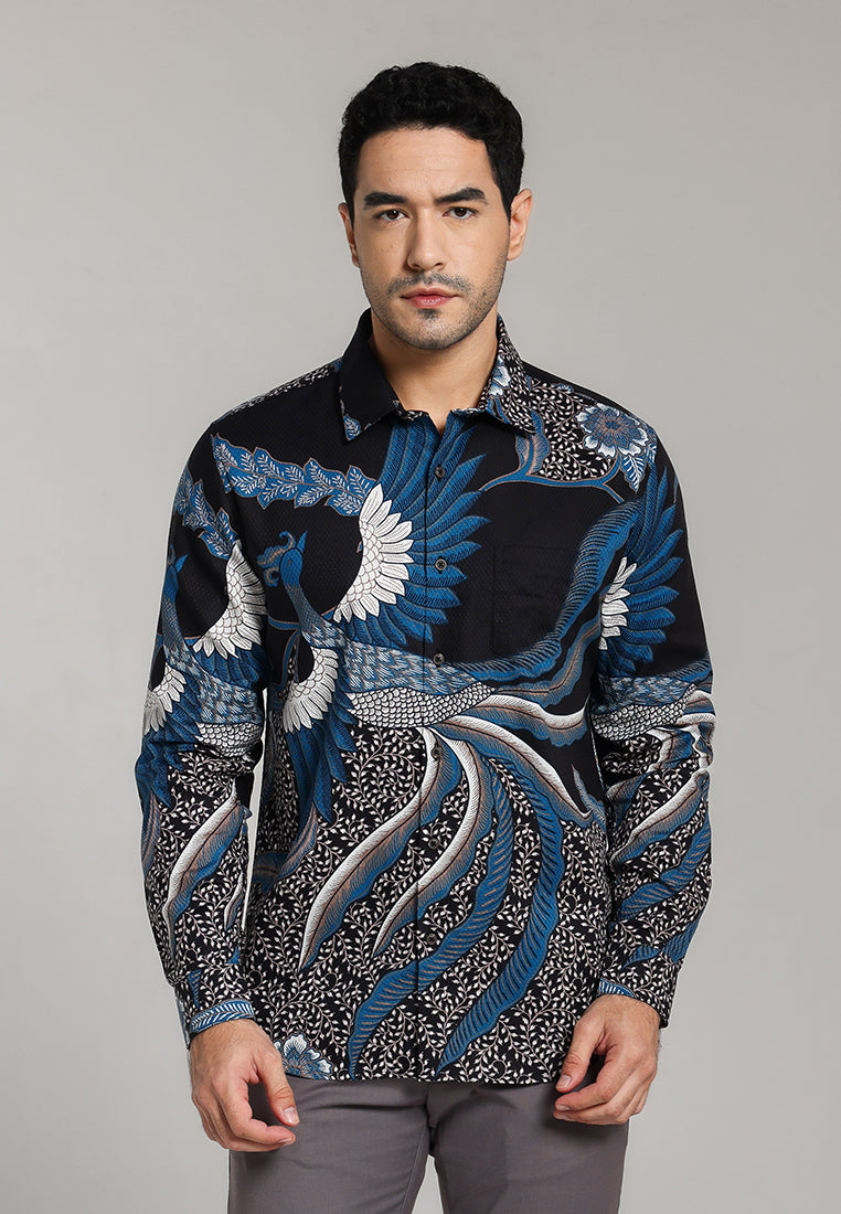 MOC - Kemeja Batik Pria Lengan Panjang Ardhito - Black
