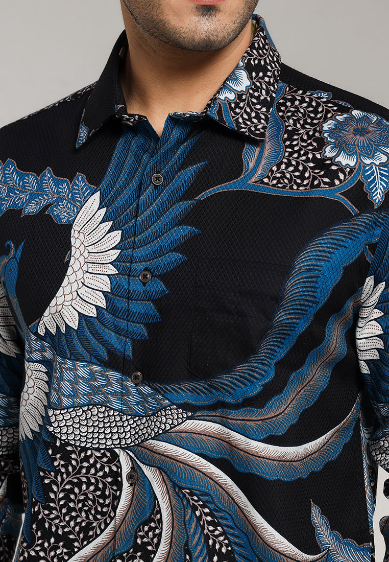 MOC - Kemeja Batik Pria Lengan Panjang Ardhito - Black