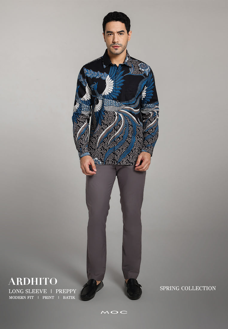 MOC - Kemeja Batik Pria Lengan Panjang Ardhito - Black