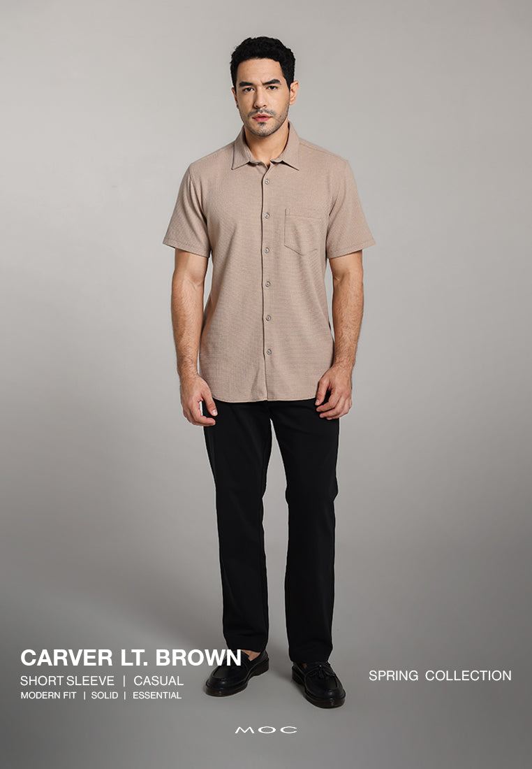 MOC - Kemeja Lengan Pendek Pria Carver - Light Brown