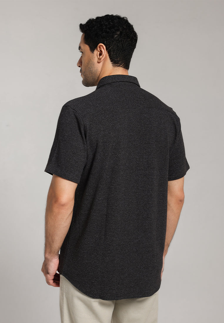 MOC - Kemeja Lengan Pendek Pria Carver - Dark Grey
