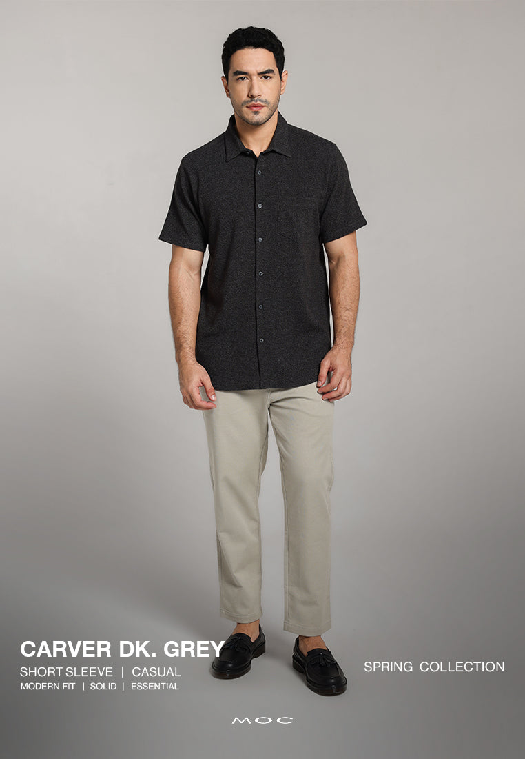 MOC - Kemeja Lengan Pendek Pria Carver - Dark Grey