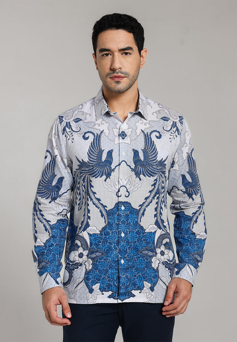 MOC - Kemeja Batik Pria Lengan Panjang Kertawijaya - Blue