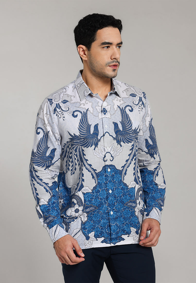 MOC - Kemeja Batik Pria Lengan Panjang Kertawijaya - Blue