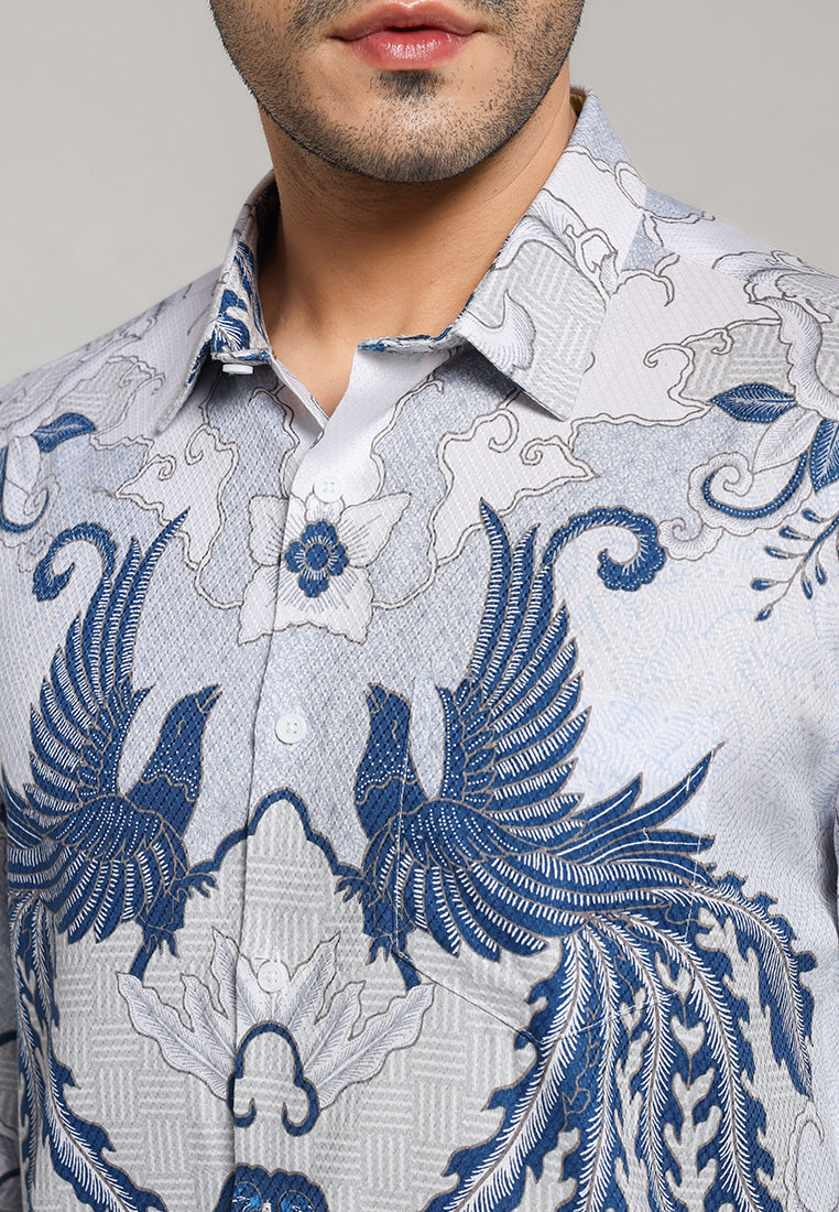 MOC - Kemeja Batik Pria Lengan Panjang Kertawijaya - Blue