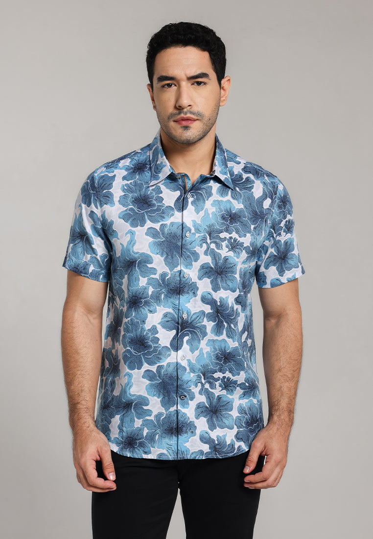 MOC - Kemeja Motif Lengan Pendek Pria Charlotte - White