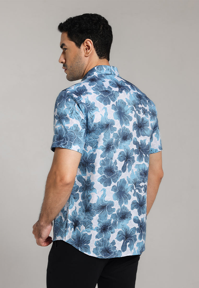 MOC - Kemeja Motif Lengan Pendek Pria Charlotte - White