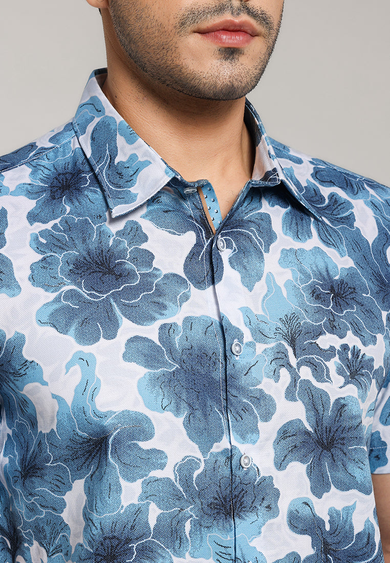 MOC - Kemeja Motif Lengan Pendek Pria Charlotte - White