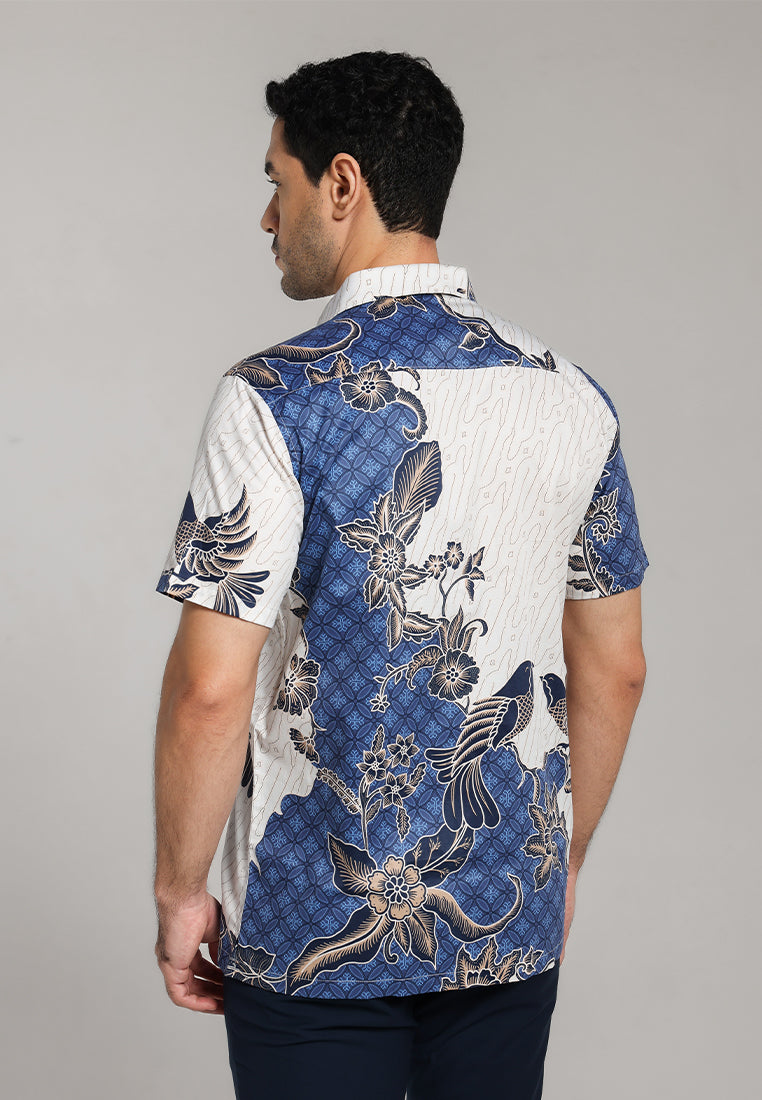 MOC - Kemeja Batik Pria Lengan Pendek Basupati - Blue