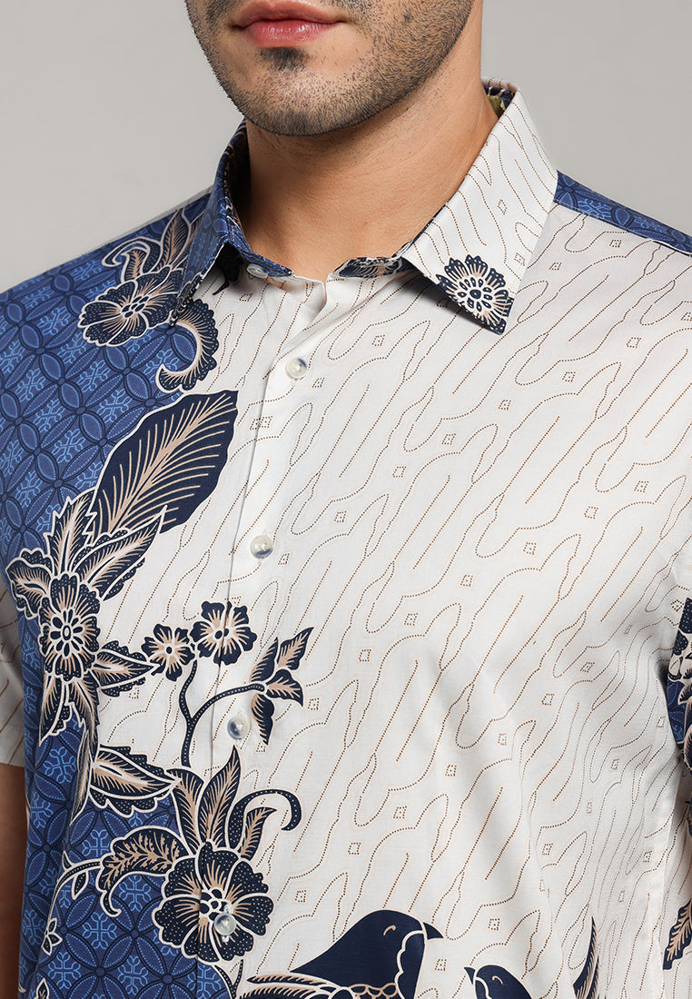 MOC - Kemeja Batik Pria Lengan Pendek Basupati - Blue