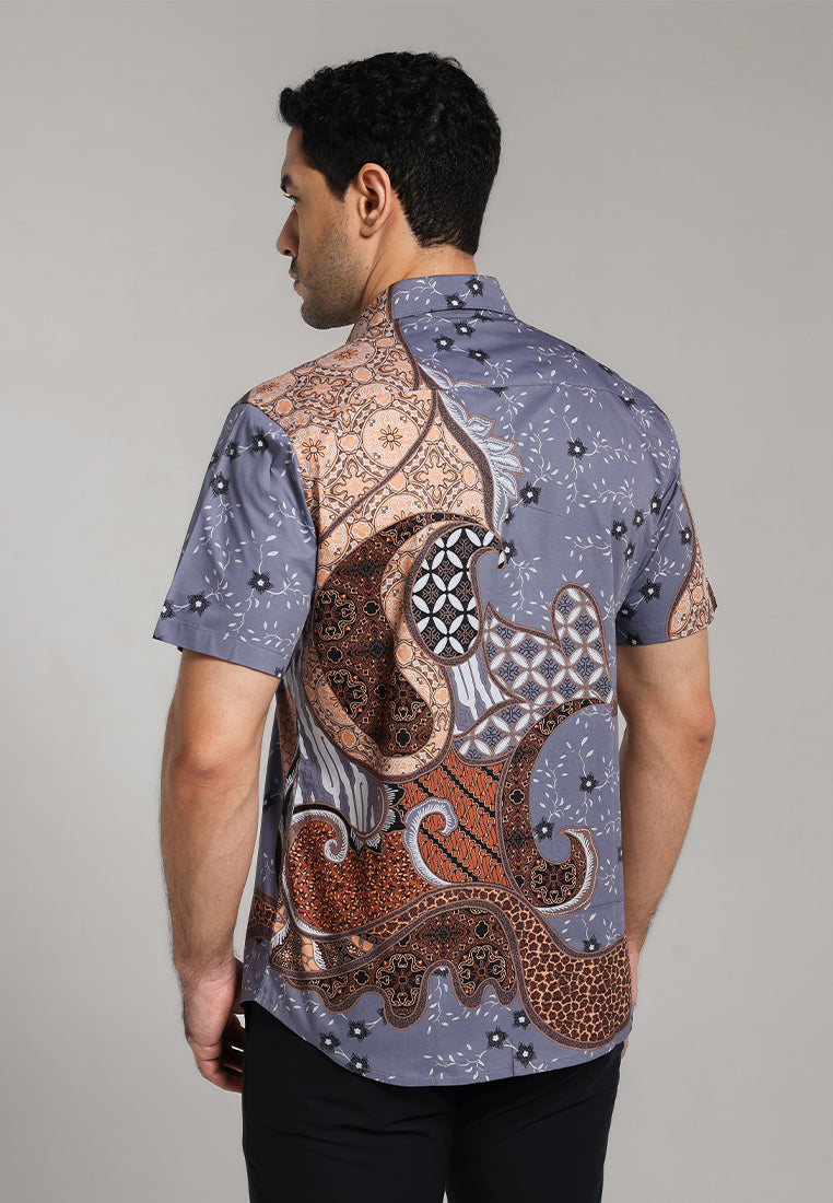 MOC - Kemeja Batik Pria Lengan Pendek Gandabayu - Brown