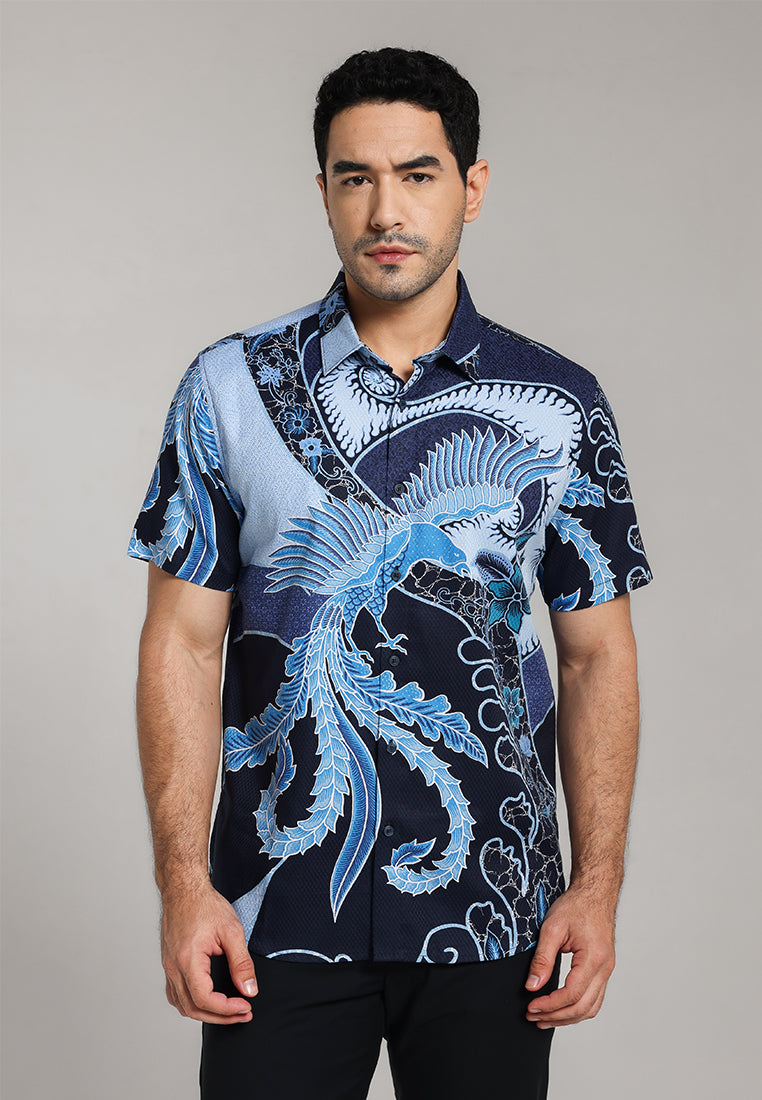 MOC - Kemeja Batik Pria Lengan Pendek Priyatama - Navy