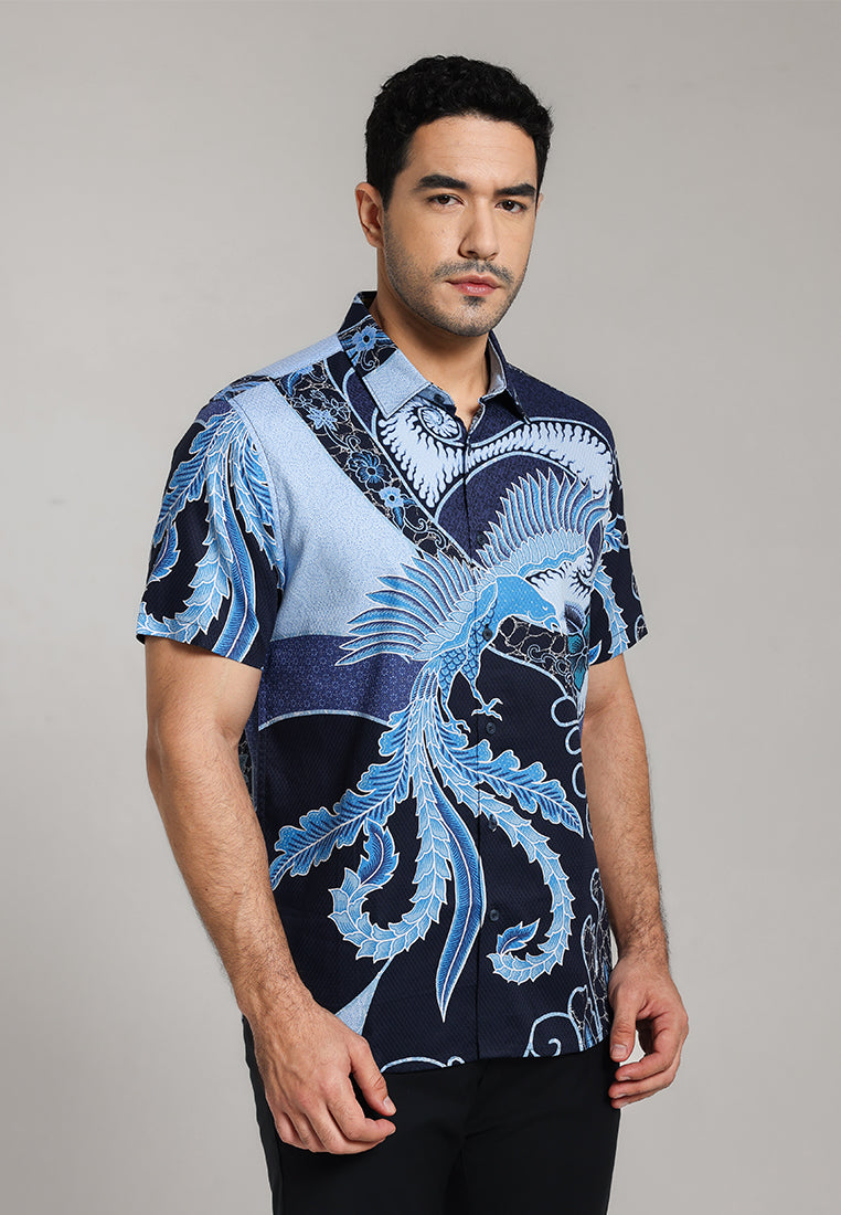 MOC - Kemeja Batik Pria Lengan Pendek Priyatama - Navy