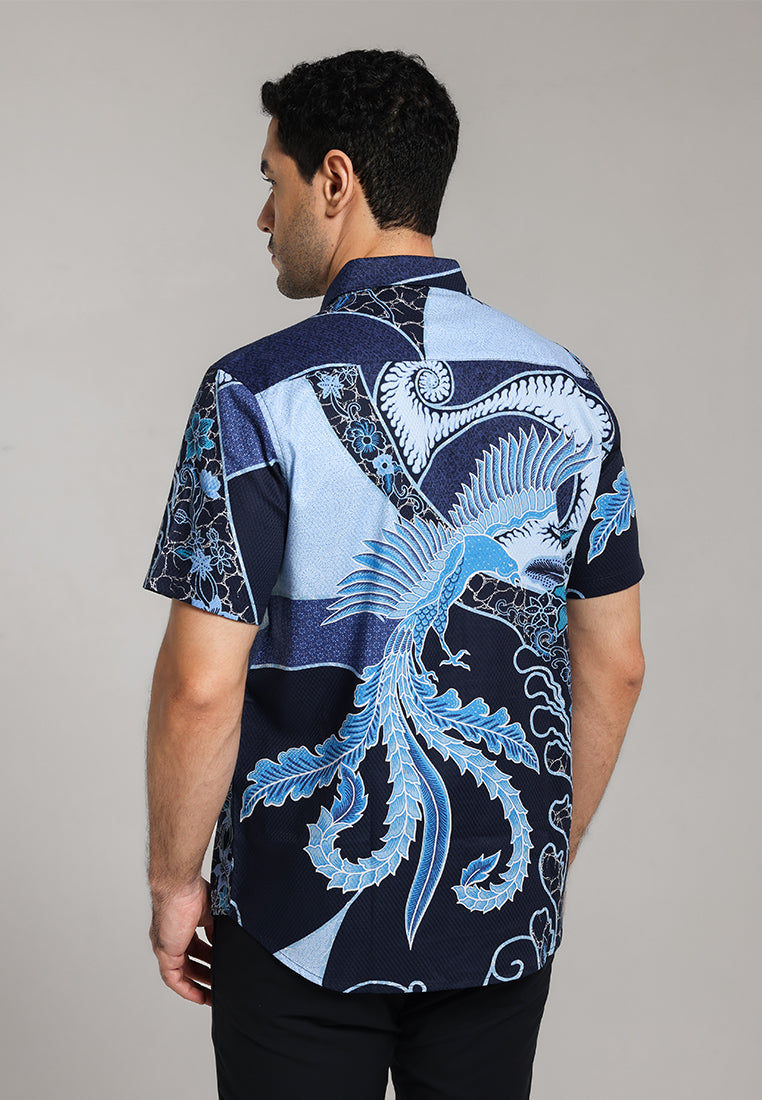 MOC - Kemeja Batik Pria Lengan Pendek Priyatama - Navy