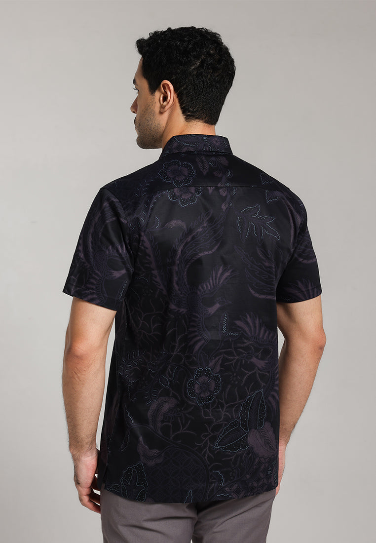 MOC - Kemeja Batik Pria Lengan Pendek Wardhana - Black