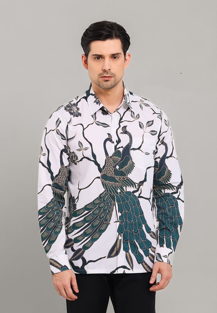 MOC - Kemeja Batik Pria Lengan Panjang Ranakhama - White