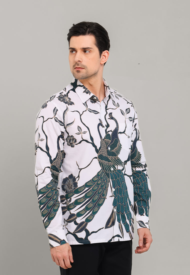 MOC - Kemeja Batik Pria Lengan Panjang Ranakhama - White