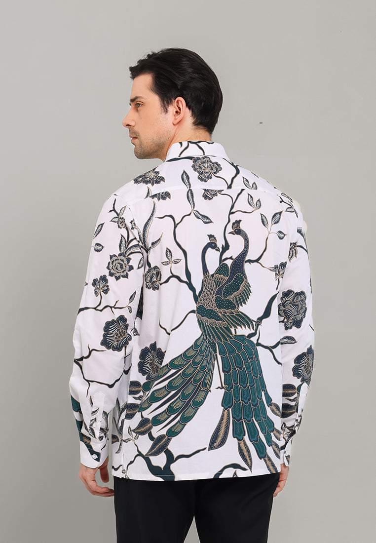 MOC - Kemeja Batik Pria Lengan Panjang Ranakhama - White