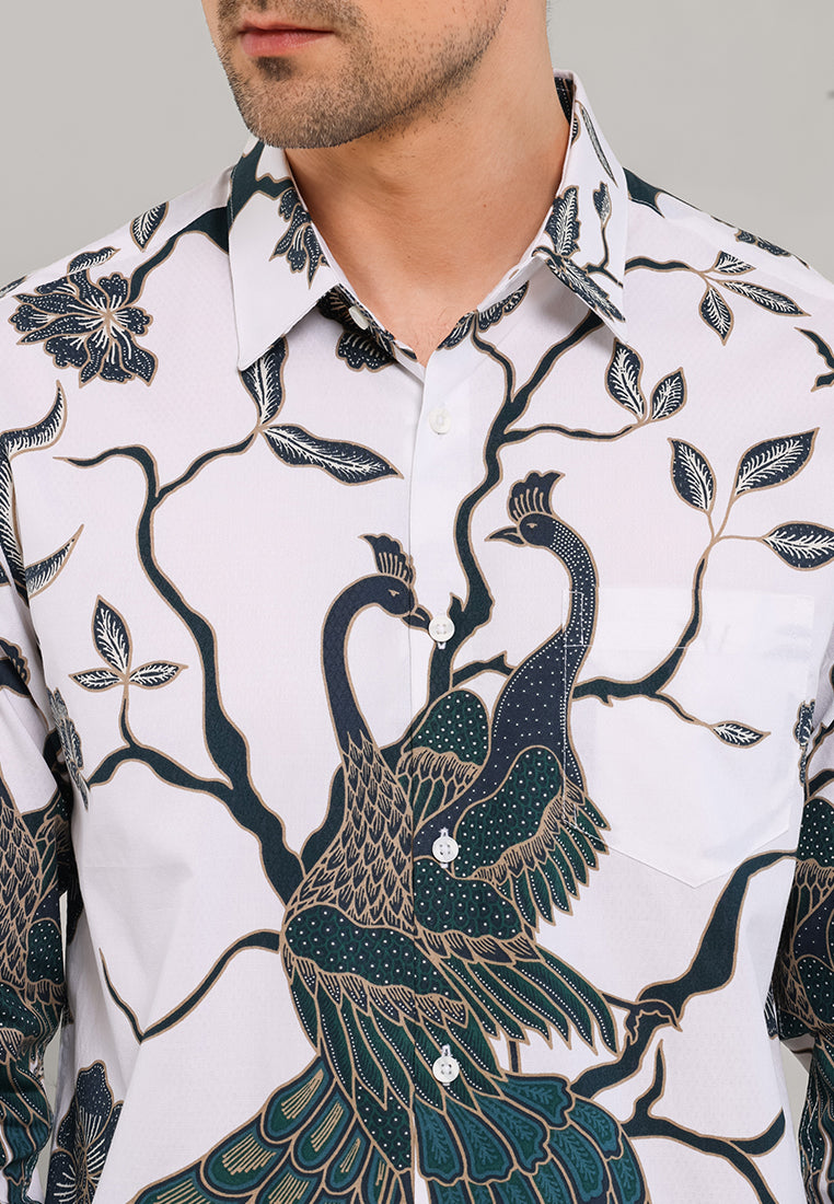 MOC - Kemeja Batik Pria Lengan Panjang Ranakhama - White