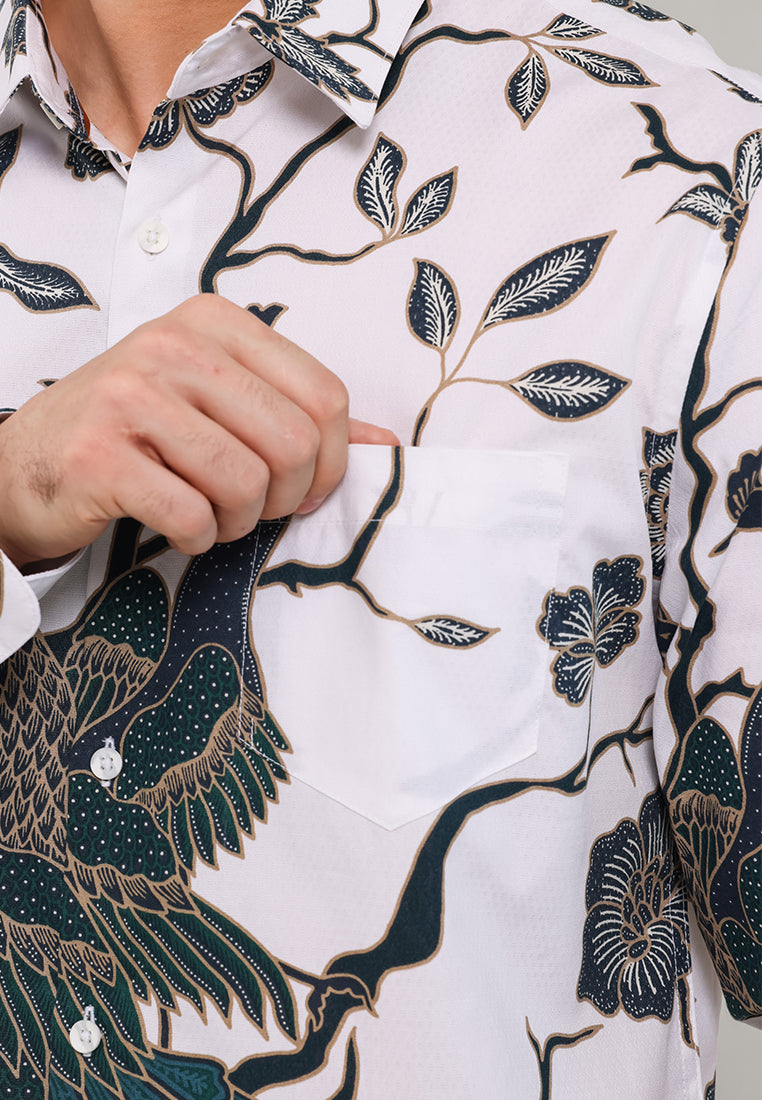 MOC - Kemeja Batik Pria Lengan Panjang Ranakhama - White
