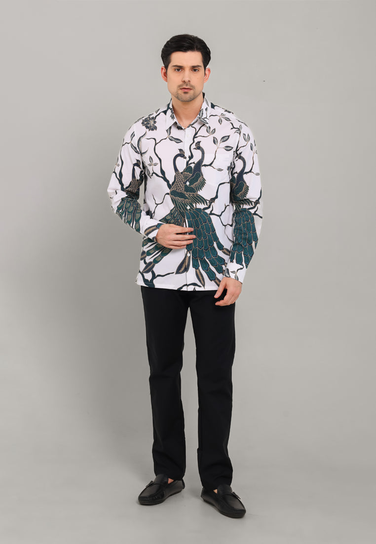 MOC - Kemeja Batik Pria Lengan Panjang Ranakhama - White