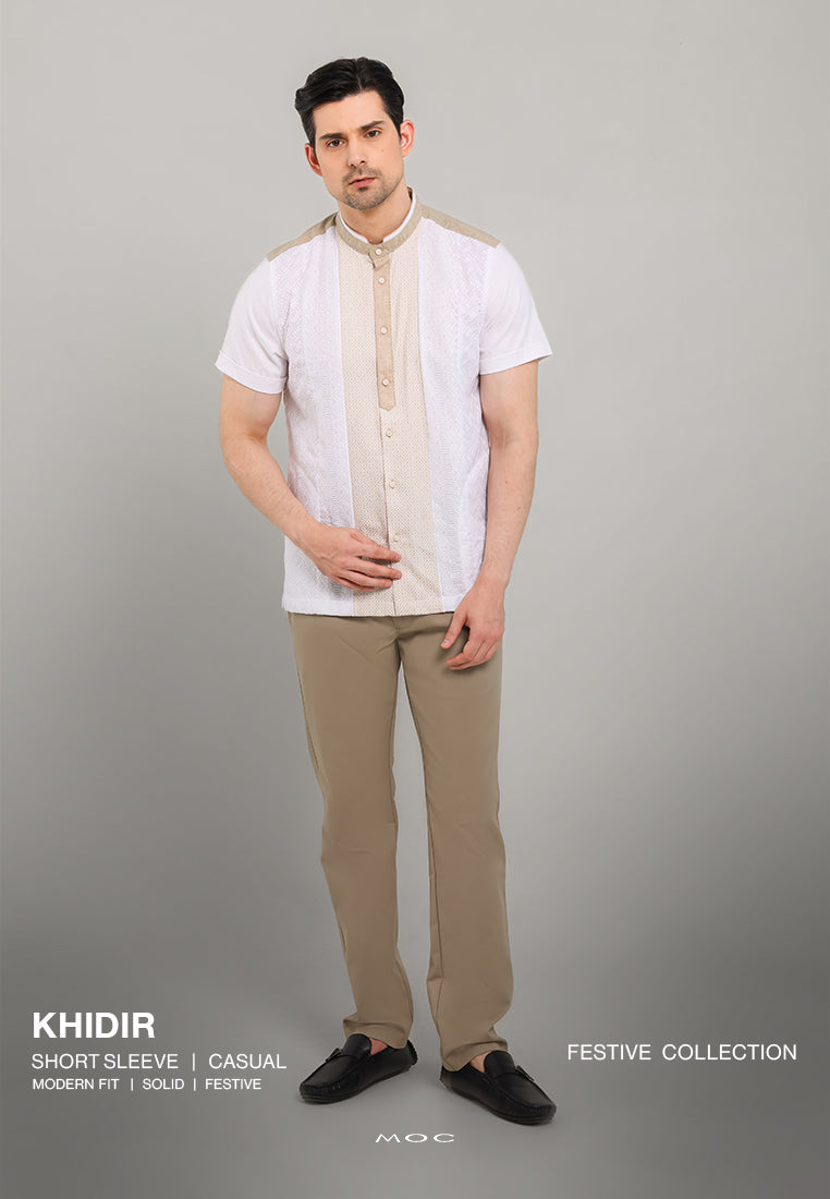 MOC Kemeja Koko Lengan Pendek Pria Khidir - White