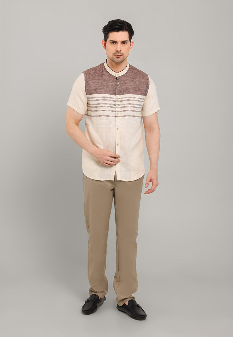 MOC Kemeja Koko Lengan Pendek Pria Adhara - Khaki