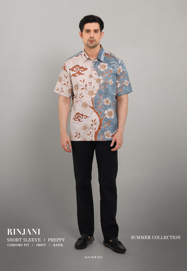 MOC - Kemeja Batik Pria Lengan Pendek Rinjani - Beige