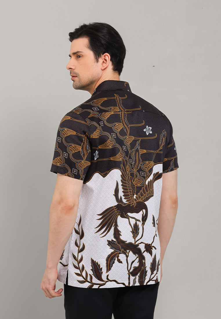 MOC - Kemeja Batik Pria Lengan Pendek Kramanggu - Black