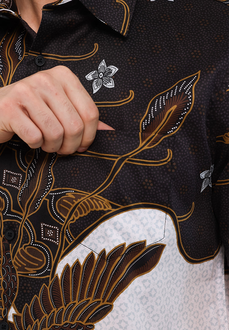 MOC - Kemeja Batik Pria Lengan Pendek Kramanggu - Black