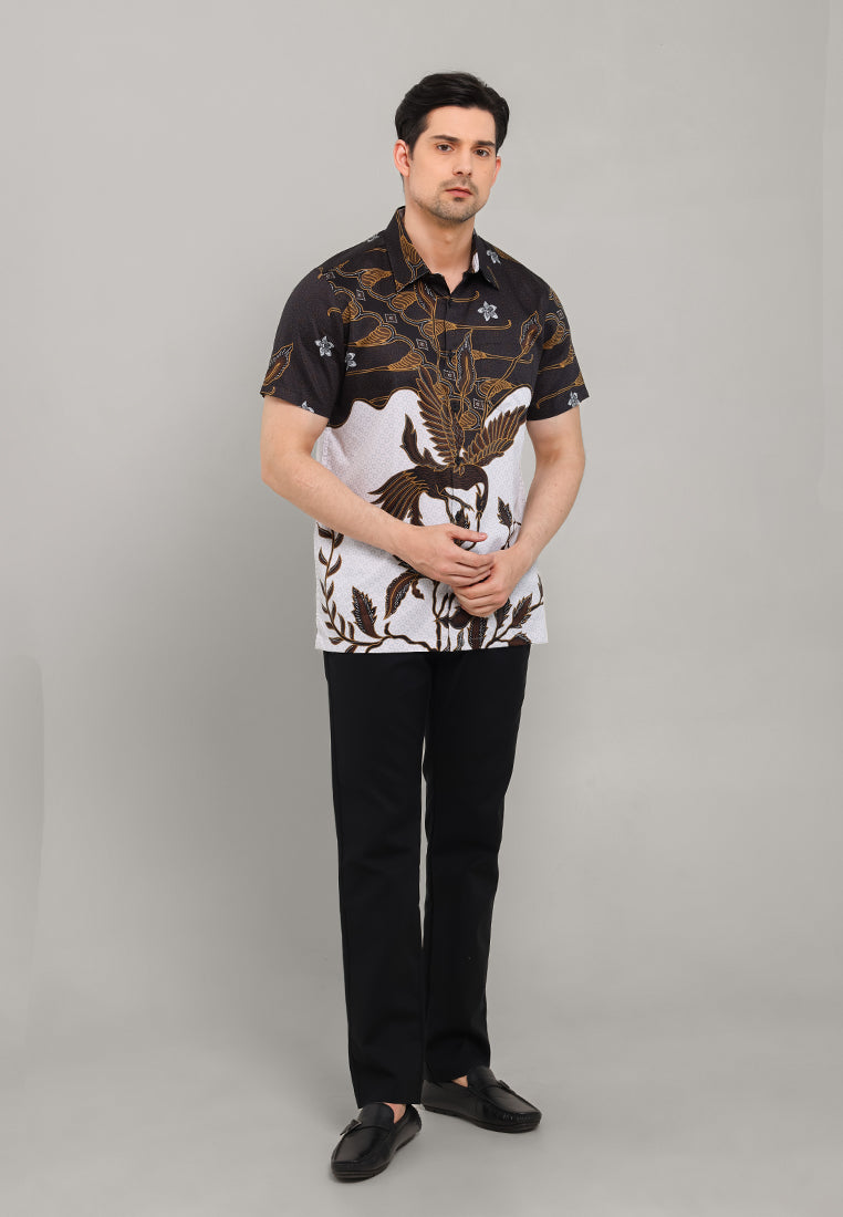 MOC - Kemeja Batik Pria Lengan Pendek Kramanggu - Black
