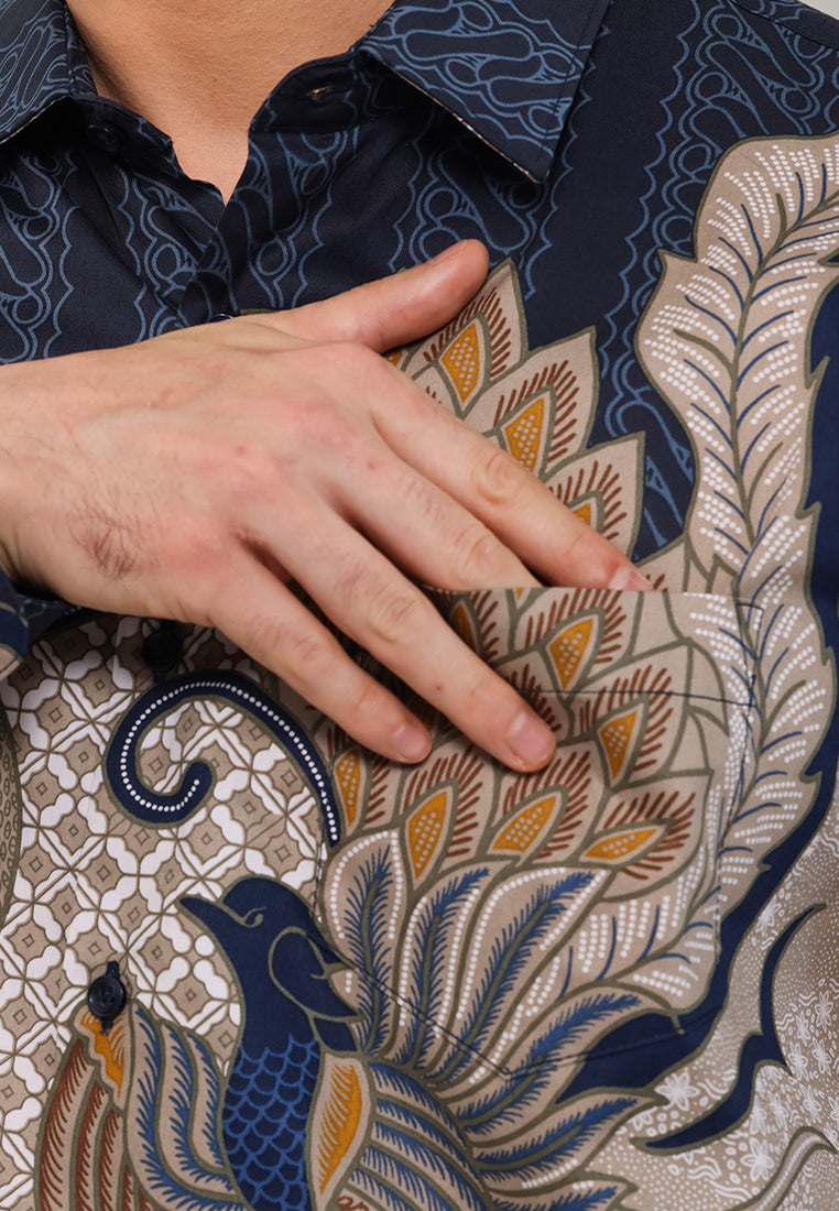 MOC - Kemeja Batik Pria Lengan Panjang Gunawan - Khaki