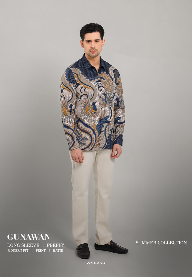 MOC - Kemeja Batik Pria Lengan Panjang Gunawan - Khaki