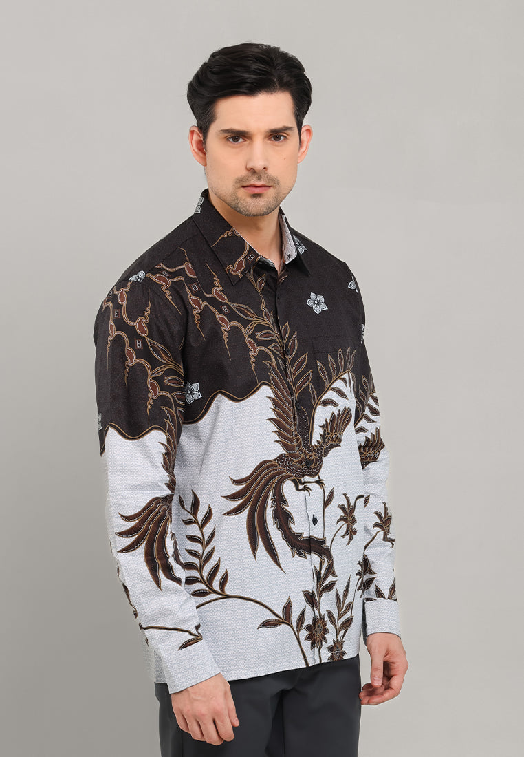 MOC - Kemeja Batik Pria Lengan Panjang Sokhurtan - Black