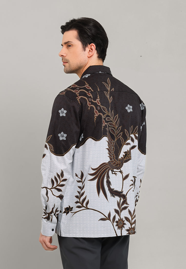 MOC - Kemeja Batik Pria Lengan Panjang Sokhurtan - Black