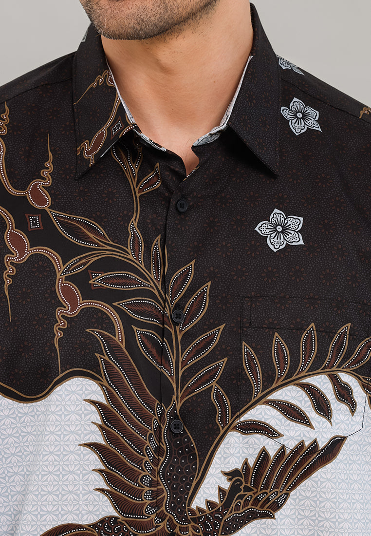 MOC - Kemeja Batik Pria Lengan Panjang Sokhurtan - Black