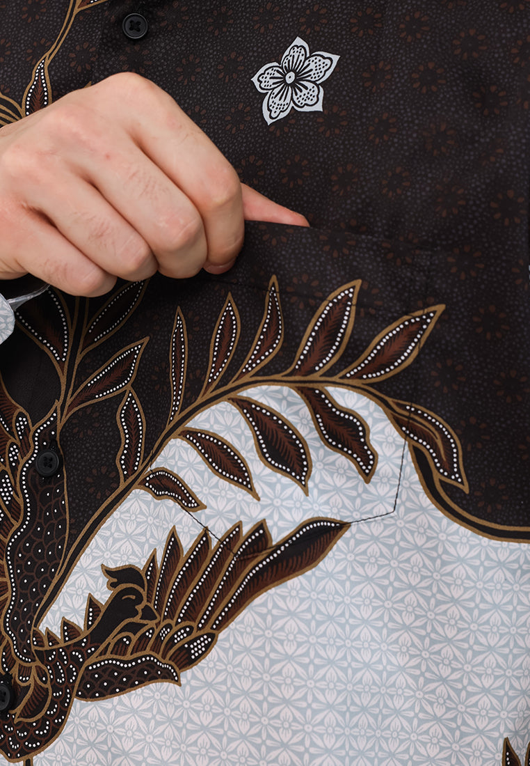 MOC - Kemeja Batik Pria Lengan Panjang Sokhurtan - Black