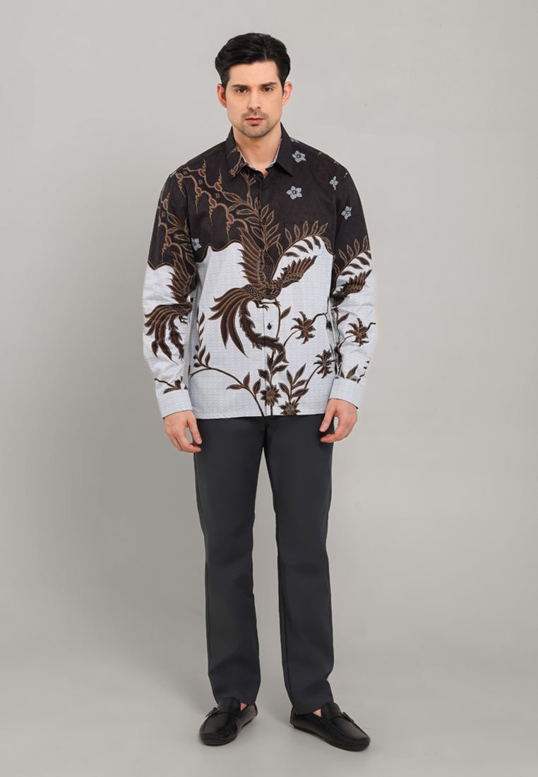 MOC - Kemeja Batik Pria Lengan Panjang Sokhurtan - Black