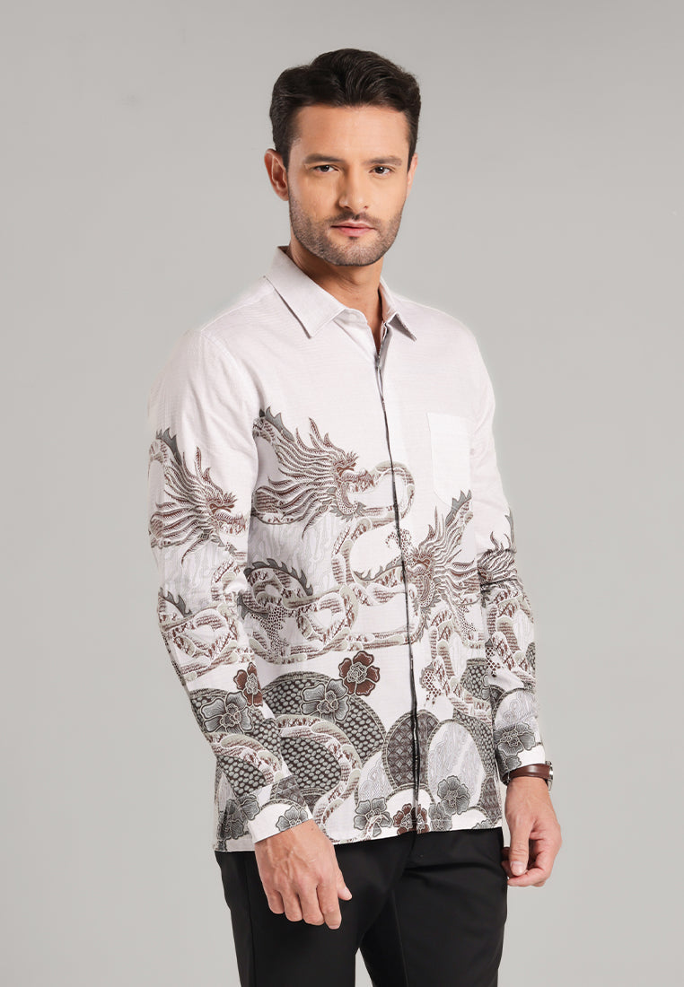 MOC Kemeja Batik Pria Lengan Panjang Aravvan - White