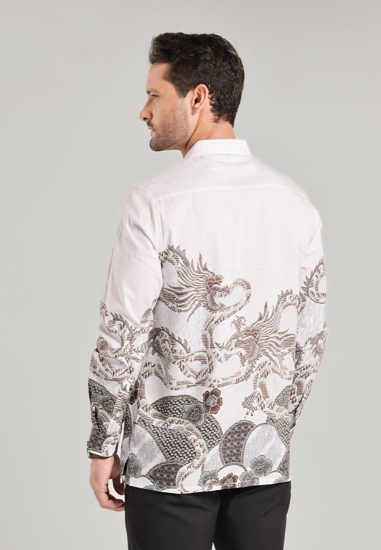 MOC Kemeja Batik Pria Lengan Panjang Aravvan - White