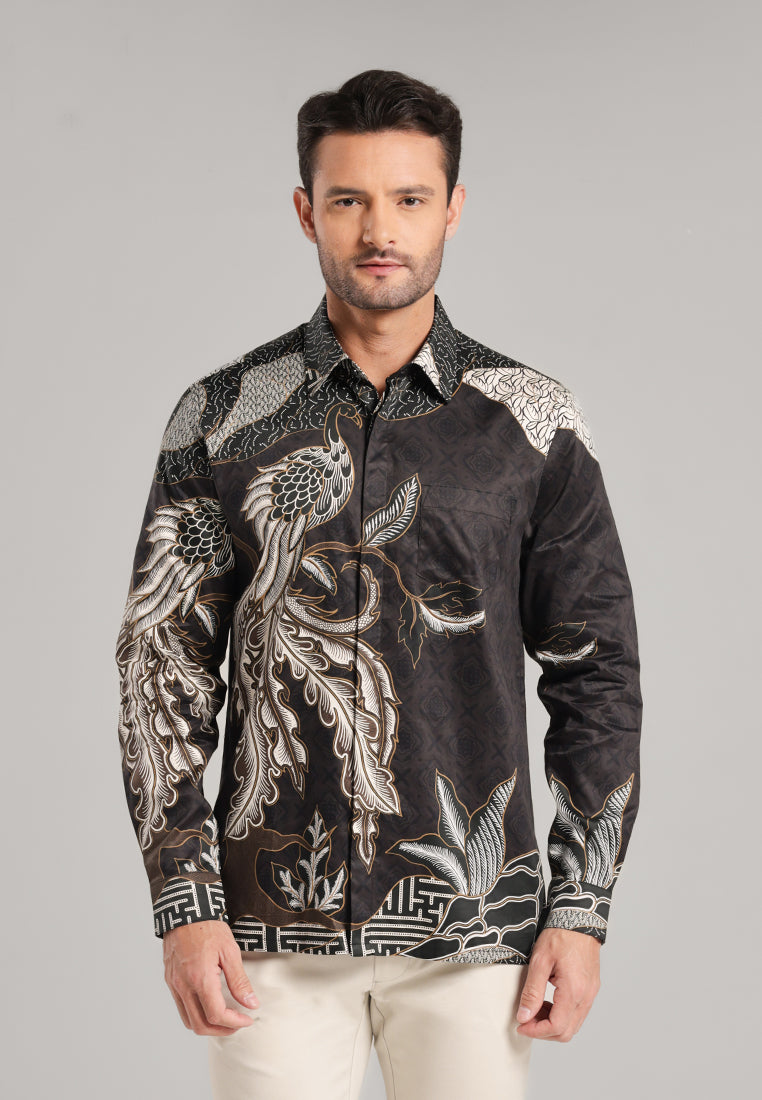 MOC Kemeja Batik Pria Lengan Panjang Naratama - Black