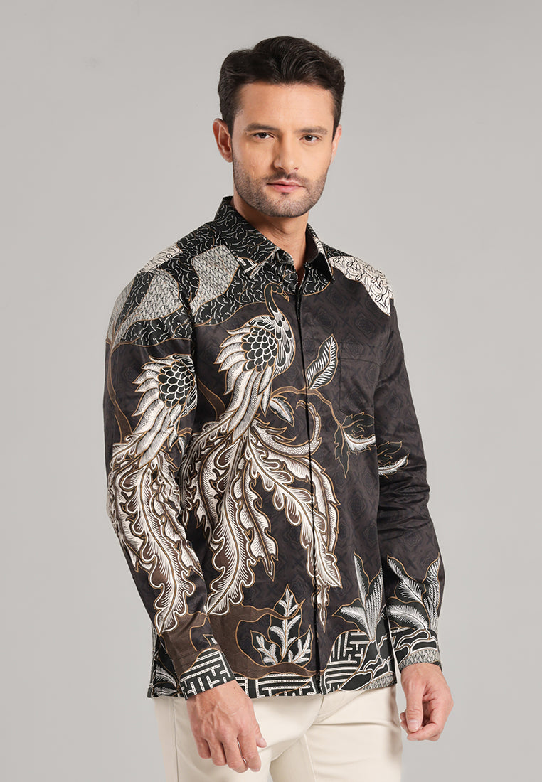 MOC Kemeja Batik Pria Lengan Panjang Naratama - Black
