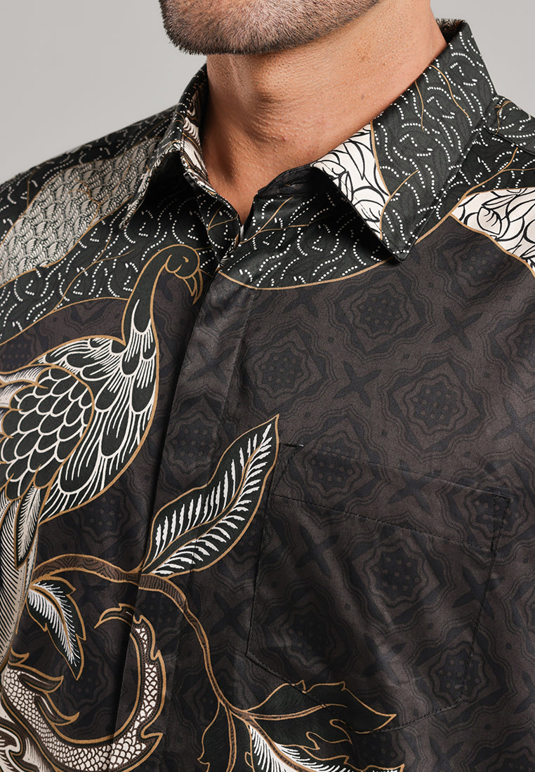 MOC Kemeja Batik Pria Lengan Panjang Naratama - Black