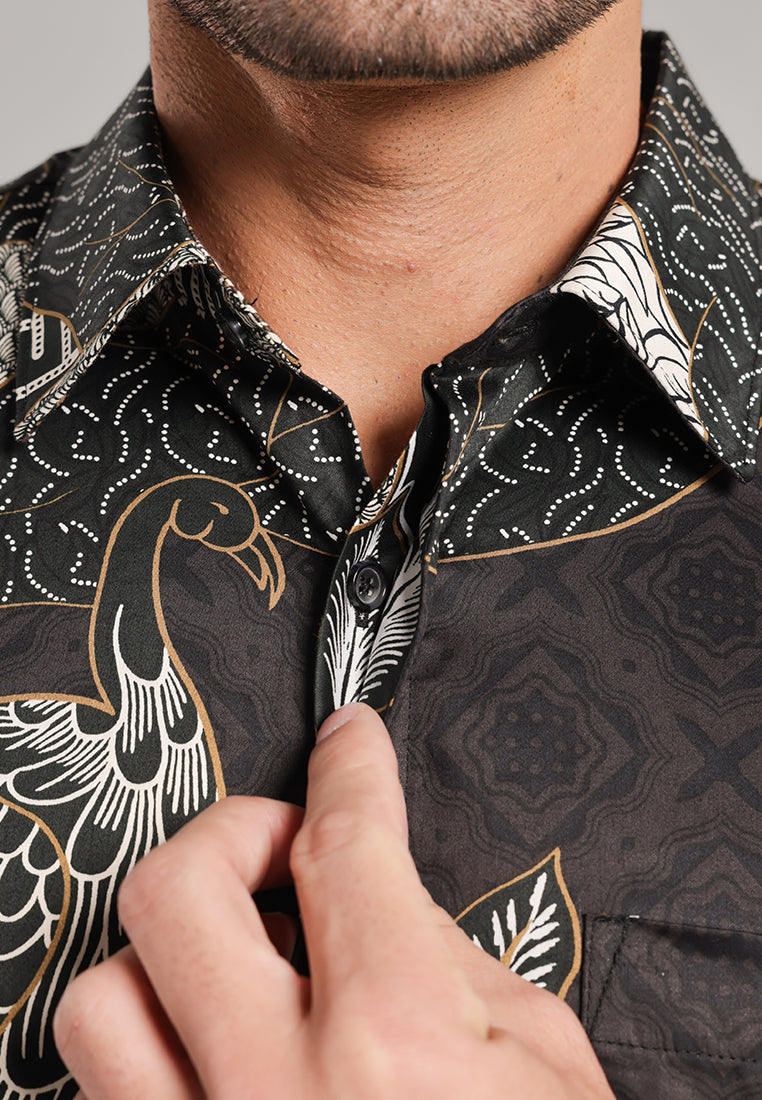 MOC Kemeja Batik Pria Lengan Panjang Naratama - Black