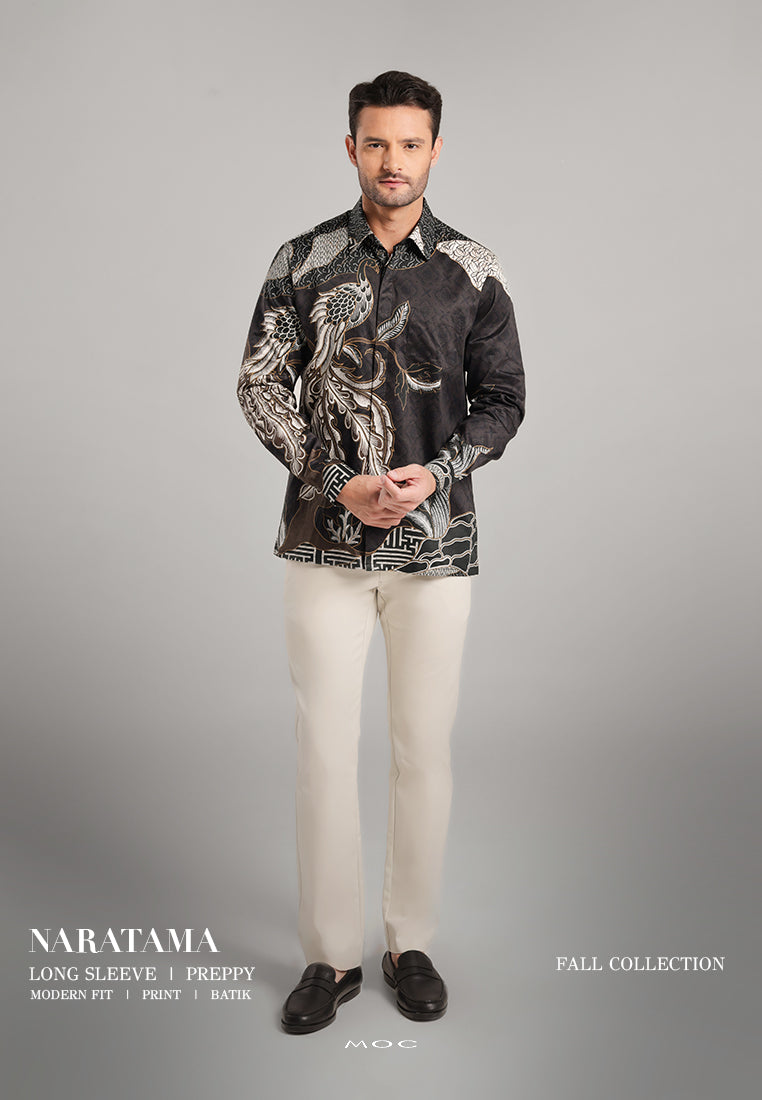 MOC Kemeja Batik Pria Lengan Panjang Naratama - Black